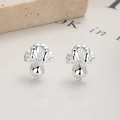 Eleganti orecchini a lobo in argento sterling 925 con finitura lucida a vite - Stile Argentato a Vite