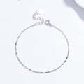 Minimalist S925 sterling silver rectangular box chain bracelet with heart charm extender - 925 Silver / White Gold