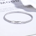 Minimalistisches 925er Sterling Silber Tennisarmband mit runden Zirkonia Steinen - 925er Silber / Weißgold