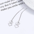 Elegante 925er Sterlingsilber geometrische Quadrat Quasten Durchzieher Ohrringe für Damen - 925er Silber / Weißgold/Paar