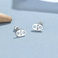 925 silver stud earrings featuring oval hollowed pig nose design and screw backs - Cancer