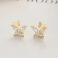Orecchini a farfalla in argento 925 con zirconi e finitura dorata su sfondo chiaro - Argento 925 (Con Chiusure in Argento) / Oro