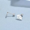 925 sterling silver Virgo zodiac screw back stud earring with minimalist silver finish - Virgo
