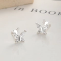 Orecchini a perno a farfalla in argento sterling 925 con brillanti zirconi cubici - Argento 925 (Con Chiusure in Argento) / Argento