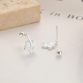 S925 sterling silver maple leaf stud earrings with secure screw back closure - 925 Silver / Silver