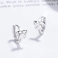 Polished S925 sterling silver bow hoop earrings for women with minimalist bowknot design - 925 Silver / White Gold