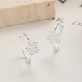 Creolen aus 925er Silber mit Pfirsichblüten und minimalistischem fünfblättrigem Design - 925er Silber / Silber