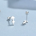 Sterling silver Sagittarius arrow stud earrings with screw back barbell closure - Sagittarius