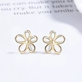 Orecchini a perno a fiore cavo in argento sterling 925 con finitura dorata - Argento 925 / Oro (Bottone)