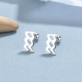 Polished 925 sterling silver wave-shaped stud earrings with secure screw-back ball closure - Aquarius