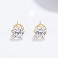 Orecchini a perno in argento 925 con corona a sei griffe e pietre di zircone brillanti - 2mm / Oro