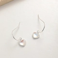 Boucles d'oreilles cœur en argent 925 et pierre de lune avec bordure perlée - Argent