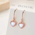 Boucles d'oreilles cœur en argent 925 doré rose avec pierre de lune aux reflets - Or rose
