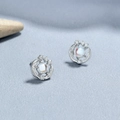 925 sterling zilveren oorknopjes met halve maan ontwerp en gepolijste maansteen - 925 Zilver (Met Zilveren Achterkant) / Witgoud/Paar