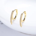 Goldene 925 Silber Creolen mit Nieten-Design und weißen Zirkonia-Steinen besetzt - 925er Silber / Gold