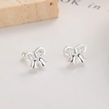 925 silver bowknot lily of the valley earrings with shiny zircon stones in silver finish - 925 Silver / Screw Closure / Silver