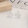 Elegant S925 silver flower stud earrings with screw backs and cherry blossom design - 925 Silver / Silver