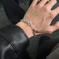 Ανδρικό ασημένιο punk βραχιόλι cuban chain με βιομηχανικό γεωμετρικό σχεδιασμό - Στυλ Αγκάθια με Γράμμα Ζ (S658-A)