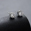Pendientes de corona de plata S925 con circonitas cúbicas redondas brillantes - Estilo Octagrama Circonia (X660-A)