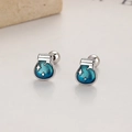 Ohrstecker aus 925 Sterlingsilber Wunschflasche mit blauem Farbverlauf und Sternen - 925er Silber / Blaue Wunschflasche