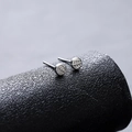 Minimalist maple leaf pattern stud earrings with polished silver textured finish - Maple Leaf Round Dot Style (X680-A)