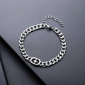 Silver stainless steel star charm Cuban chain bracelet with adjustable lobster clasp - Star Burst Style (S598-A)