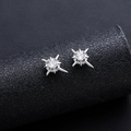 Silberne Magnet-Ohrclips mit Nordstern-Design und Zirkonia auf schwarzem Ständer - Weißer Polarstern-Stil (X971-B) / Ein Paar / Weiß