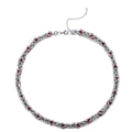 Collier à chaîne ondulée argentée avec perles rouges et fermoir mousqueton minimaliste - Collier Gemme Ondulé (L631-B) / Rouge