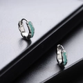 Créoles en argent à texture irrégulière avec émail vert menthe pour un look moderne - Style Texturé Vert Menthe (X314-A)