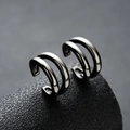 Pendientes de doble aro en metal negro pulido para orejas sin perforación, estilo zen - Color gunmetal