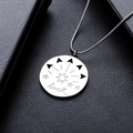 Polished titanium steel star necklace with luck engraving on black leather background - Star Necklace