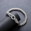 Vintage Silber Gliederarmband mit S-Haken Verschluss und gravierten Zylinderelementen - Kubanischer Kiel-Stil (S687-A)