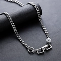 Collana a catena cubana in acciaio inossidabile con perla di marmo e chiusura a levetta OT - Collana in Pietra Naturale Trama Marmo Crepato (L783-A)