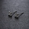 Vintage gothic cross flower stud earrings in oxidized silver finish for men and women - Cross Flower Style (One Pair)