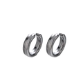 Minimalist silver-colored metal ear cuff with a polished C-shaped open design for non-pierced ears - Clip-On Earrings / Round Striped Black