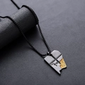 Collana hip-hop da uomo con pendente a biscotto nero irregolare e rilievo a croce d'oro - Stile Catena (L751-B)