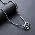 Interlocking double ring necklace for men and women with lucky Chanceux engraving - L702-A Interlocking Rings Engraved Style