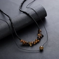 Maillard style necklace with black beads and irregular tiger eye stone accents - Irregular Natural Stone String Necklace (L619-A)