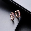Roségoldene S925 Silbercreolen mit marquise-geschliffenem rosa Zirkon und Besatz - Rosa Strass (X669-C) / Rosa Paar