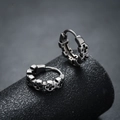 Men's hollow cross huggie hoop earrings in gunmetal stainless steel for fashion - Hollow Cross Style (X776-A) (Single Piece)