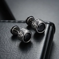 Orecchini a vite in argento con zircone nero e motivi vintage incisi di lusso - Zircone Nero