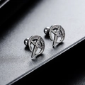 Silver star and crescent moon stud earrings with sparkling cubic zirconia stones - Star Moon Design Earring (Single) (X720-A)