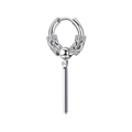 Unisex silver dragon pattern hoop earrings with sleek vertical drop pendant - Stick Hoop / Silver