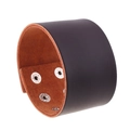 Retro-Manschettenarmband aus schwarzem Leder für Herren mit silbernen Druckknöpfen - Schwarz