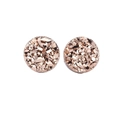 Rose gold round druzy crystal magnetic clip-on earrings with textured finish - 6mm / Champagne Druzy