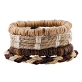 Set of four vintage braided leather and wooden bead bracelets for men in earth tones - Vintage 4-Piece Combination Set