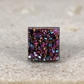 Square iridescent crystal magnet earring with rainbow druzy texture and metallic finish - Purple Square Druzy