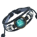 Bracciale Bilancia fatto a mano in pelle intrecciata nera multistrato con perline di vetro - Bilancia