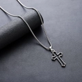 Zilveren roestvrijstalen kruis hanger ketting met box chain voor heren en dames chic - Hol Kruis Ketting (L936-H)
