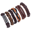 6er-Set Vintage Lederarmbänder geflochten mehrlagig mit Metallanhänger Forgiven - Retro Geflochtene Kombination (TZ117)
